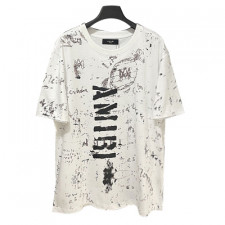 [정품급버전] AMIRI 아미리 스탠실 로고 패턴 볼링 티셔츠 화이트